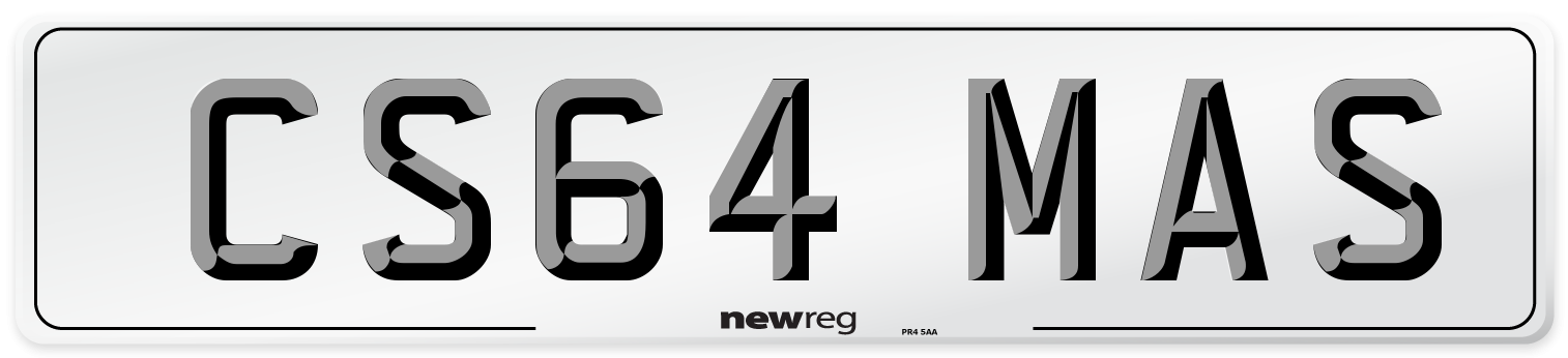 CS64 MAS Number Plate from New Reg
